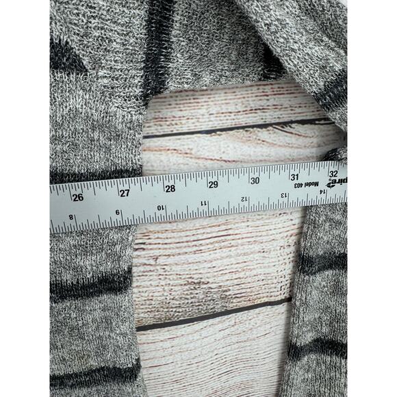 Free People Striped Split Hem Tunic Sweater Womens Large Gray Black Knit - Picture 11 of 12